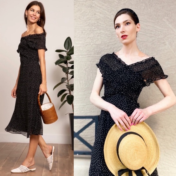 Lucy Paris Dresses & Skirts - LUCY PARIS Polka Dot Off Shoulder Dorothy Dress